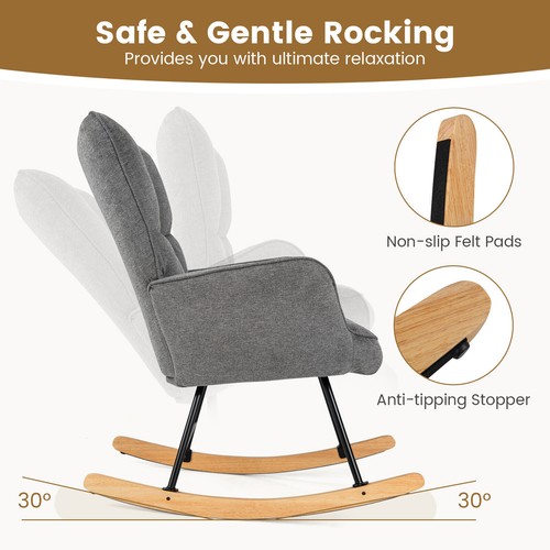 Linen nursery rocking chair - rocking,