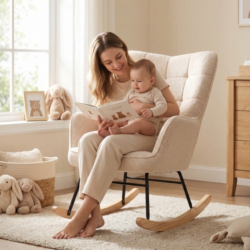 Berber fleece nursery glider - berber,