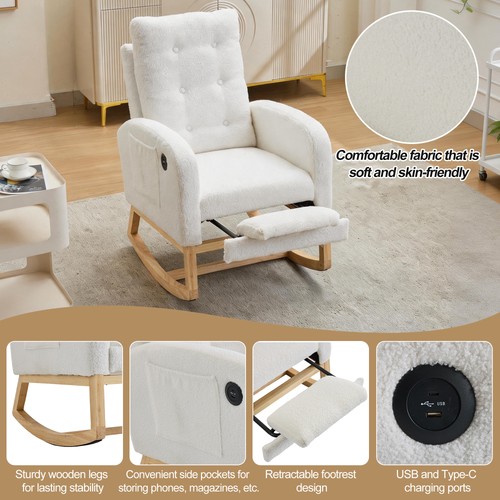 Teddy rocking chair with usb - rocking,